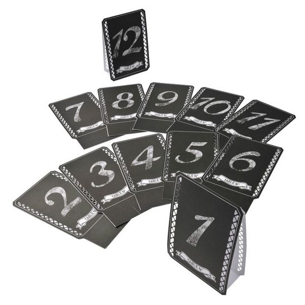 12 Marques table noir N° 1 à 12 blanc