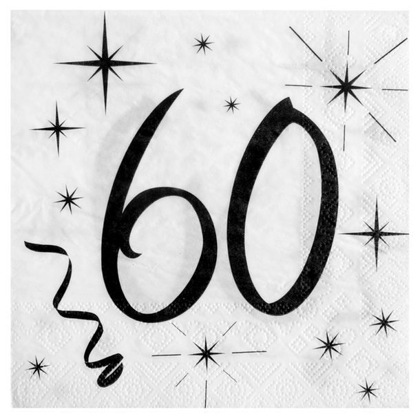 20 Serviettes anniversaire 60ans