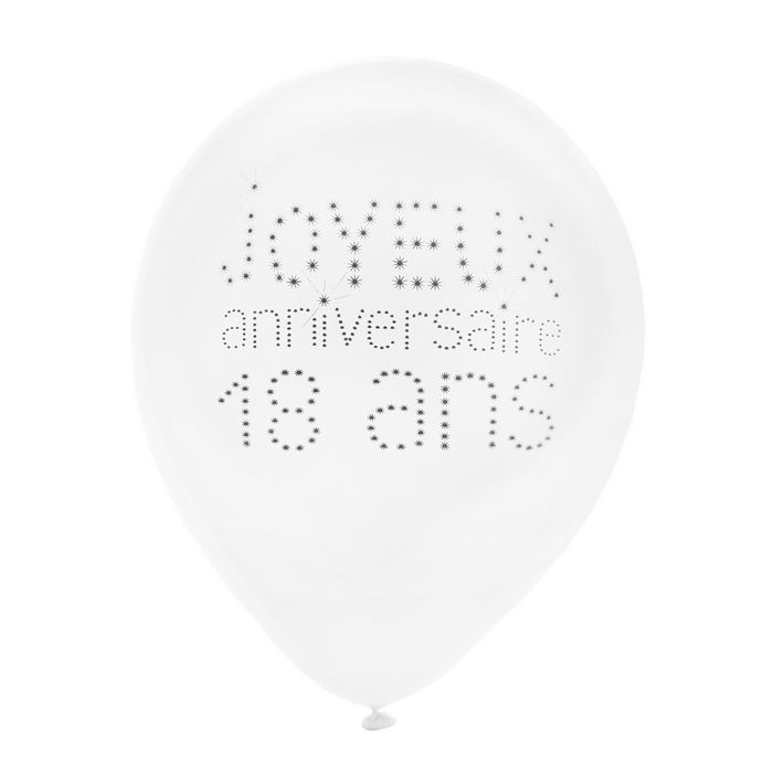 8 Ballons Blanc Joyeux Anniversaire 18 Ans Decoration De Salle
