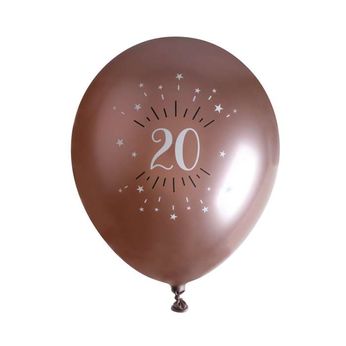 Ballon Anniversaire 20 ans rose gold métallisé x 8