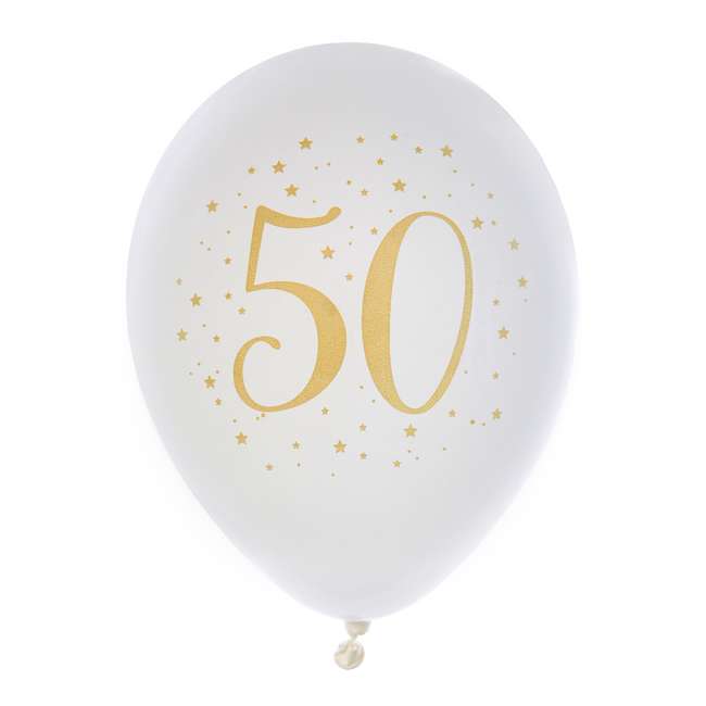 Oblique Unique® Lot de 10 ballons décoratifs en forme de chiffre 50 pour  anniversaire, mariage, fête, doré et blanc