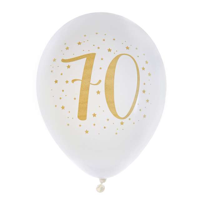 Ballon Anniversaire 70 ans blanc et or métallisé x 8