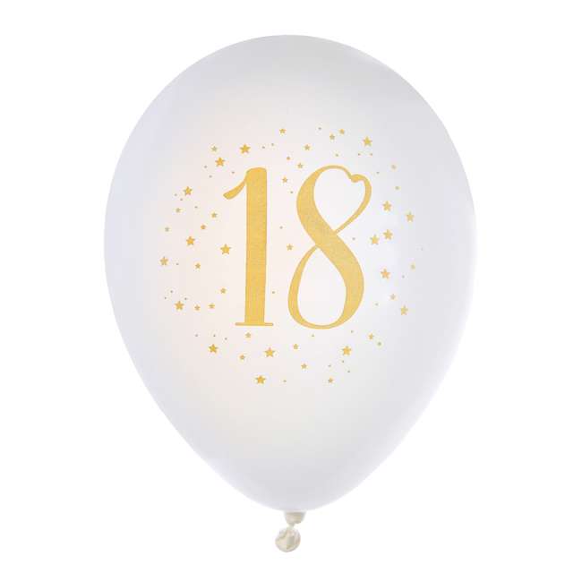 Décoration de salle anniversaire, ballons latex 18 ans blanc et or