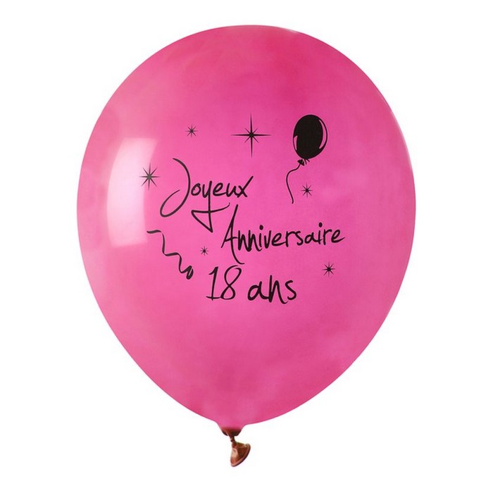 Ballon  joyeux anniversaire Fuschia 18 ans x 8