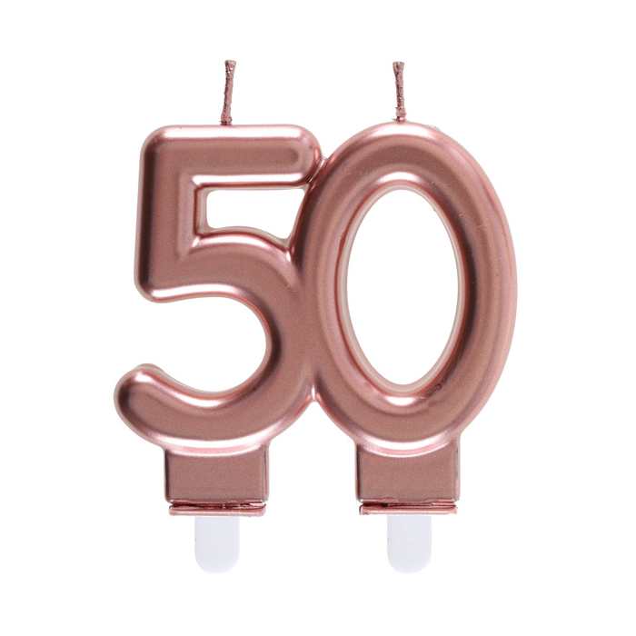 Bougie anniversaire âge 50 ans rose gold
