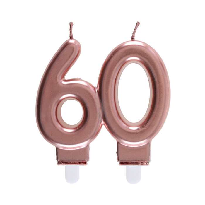 Bougie anniversaire âge 60 ans rose gold