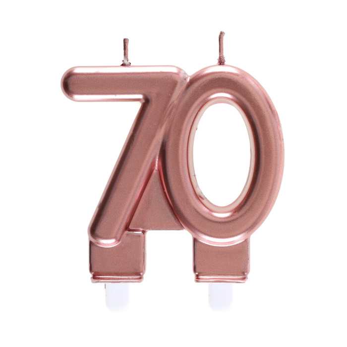Bougie anniversaire âge 70 ans rose gold