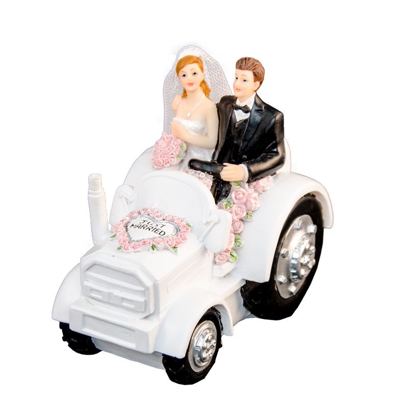 Figurine couple mariés tracteur