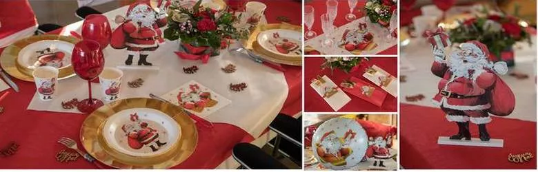 Assiette du Père Noël en bois et plexi doré