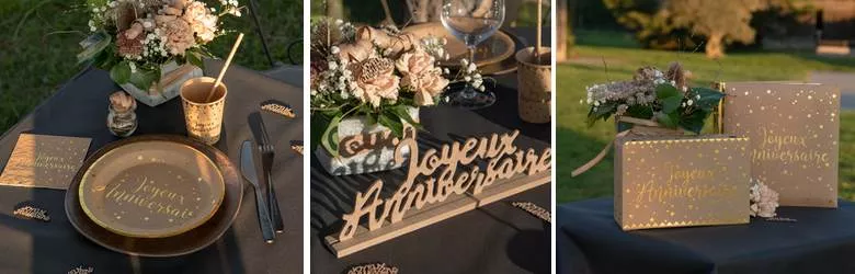 Décoration de table 50ans anniversaire blanc & rose gold étincelant.