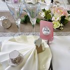 Deco de table mariage charme lin ecru et rose.