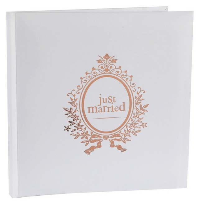Livre d'or "Just Married" blanc et rose gold métallisé