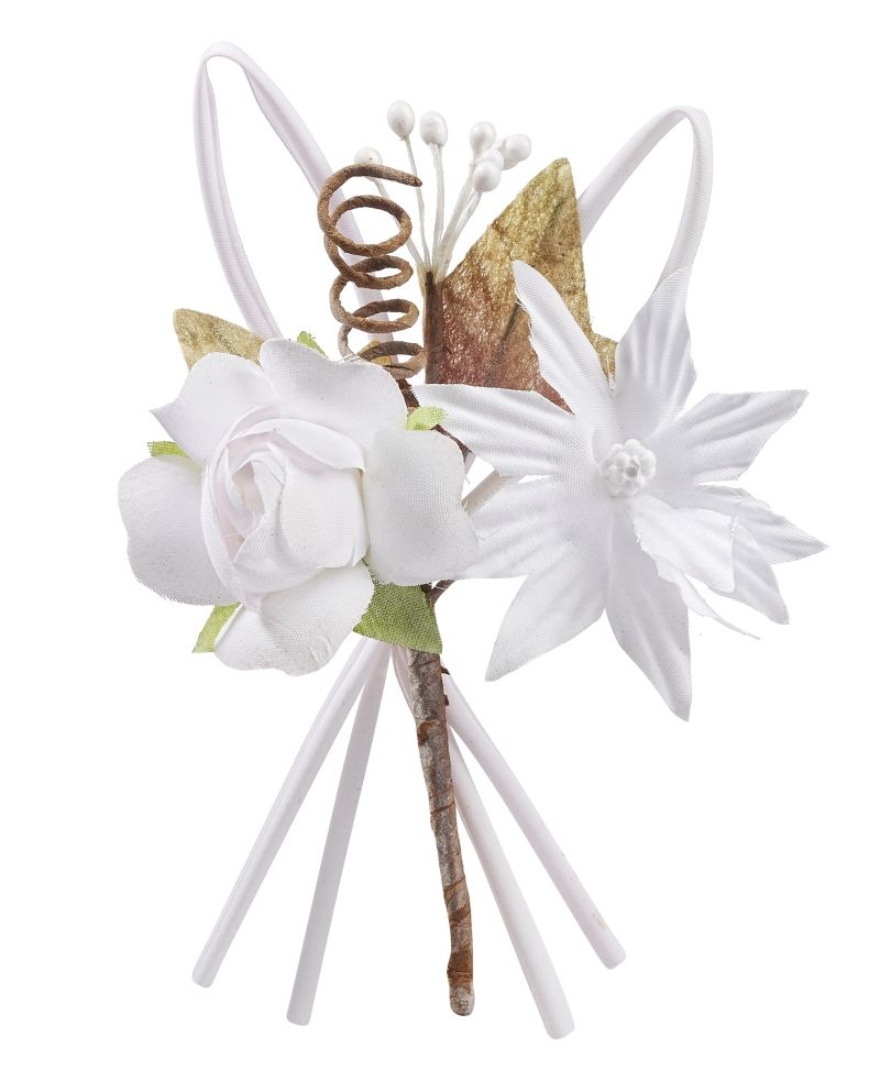 Mini bouquet de rose tissu blanc 10cm