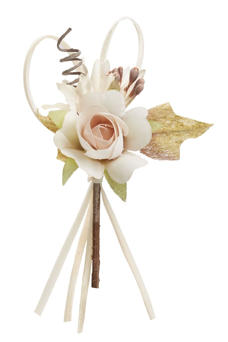 Mini bouquet rose tissu bois de rose 10cm