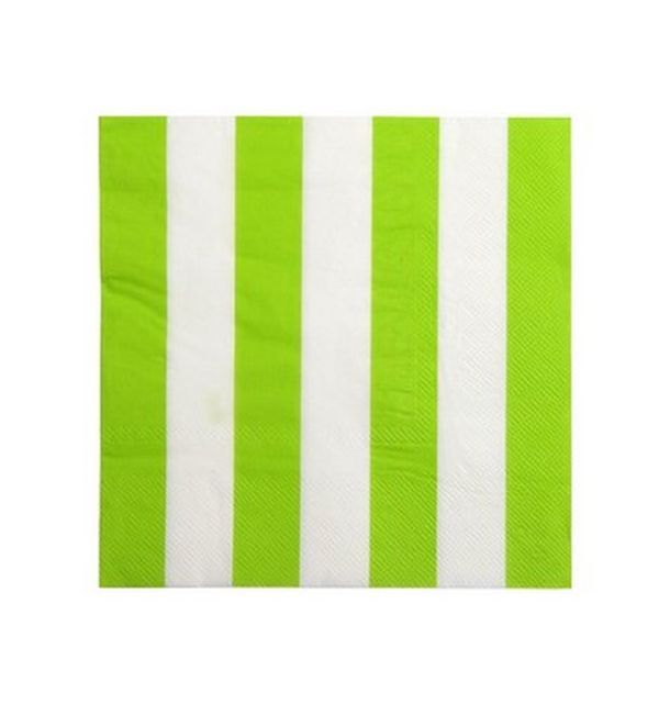 Serviette papier vert d'eau à rayures avec son bord doré