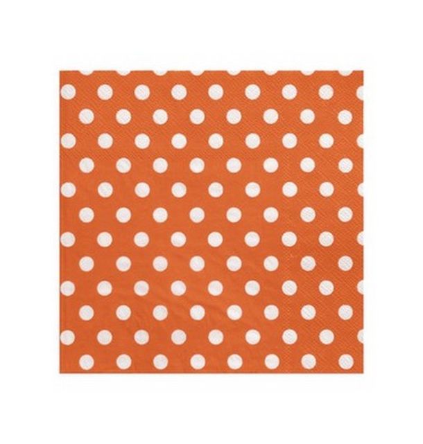 Serviette en papier orange à pois en papier