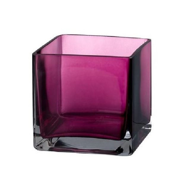 Vase en verre cubique violet