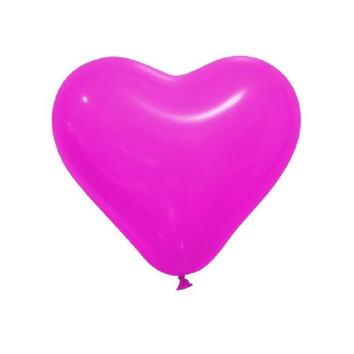 12 Ballons opaques forme cœur fuschia 28cm