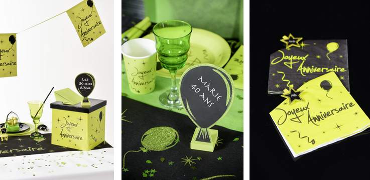 decoration pour un anniversaire en vert anis | 1001 deco table