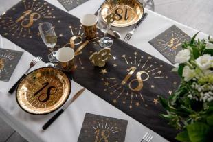 Chemin de table 20 ans, décoration de table anniversaire noir et or