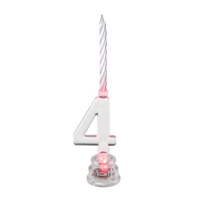 Bougie led chiffre 4 couleur changeante, avec pile et 4 bougies anniversaires en paraffine pour vos décorations de table anniversaire
