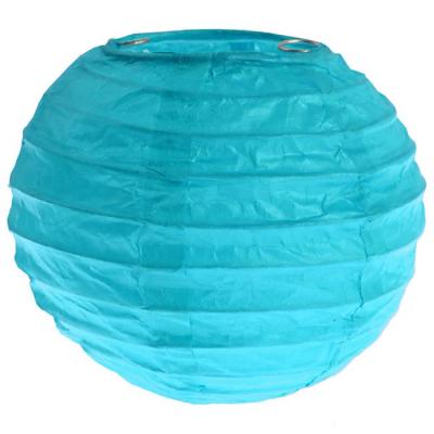 2 Lampions boules chinoises en papier coloris turquoise de 10 cm pour la décoration de votre salle de fêtes