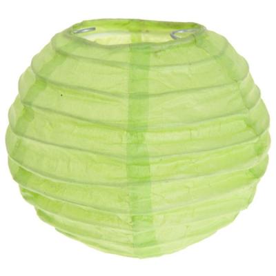 2 Lampions boules chinoises en papier coloris  vert anis de 10 cm pour la décoration de votre salle de fêtes
