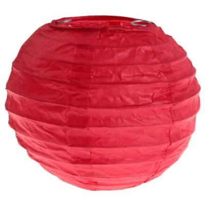 2 Lampions boules chinoises en papier coloris rouge de 20 cm pour la décoration de votre salle de fêtes