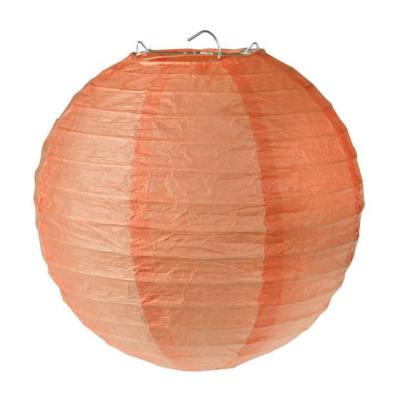 2 Lampions boules chinoises en papier coloris  Corail  de 20 cm pour la décoration de votre salle de fêtes