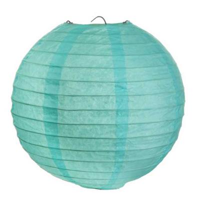 2 Lampions boules chinoises en papier coloris  menthe  de 30 cm pour la décoration de votre salle de fêtes