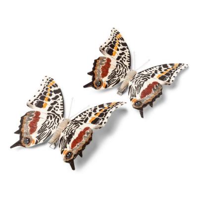 2 Papillons 12cm safari sur pince