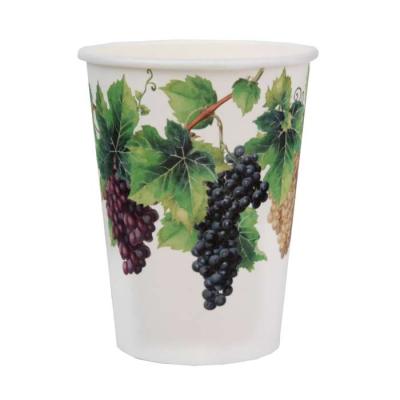 20 Gobelets de 25 cl en carton, décor branche de vigne avec raisins