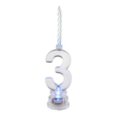 Bougie led chiffre 3 couleur changeante, avec pile et 4 bougies anniversaires en paraffine pour vos décorations de table anniversaire