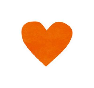 200 Confettis forme cœur de 4 cm en intissé coloris orange pour vos décorations de table de fêtes