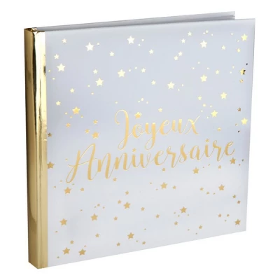 Très beau livre d'or anniversaire blanc et or de 20 pages pour toutes vos fêtes d'anniversaire.