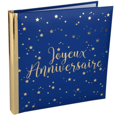 Très beau livre d'or anniversaire bleu marine et or de 20 pages pour toutes vos fêtes d'anniversaire
