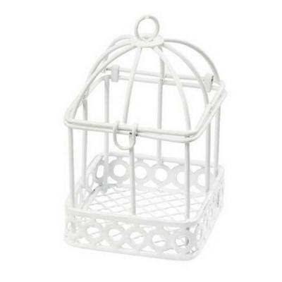 Petit contenant cage pour vos dragées en décoration de table baptême ou déco table mariage à assortir à l'urne mariage cage blanche