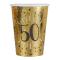20 Gobelets en carton or métallisé, impression du chiffre 50 en coloris noir pour une décoration de table anniversaire 50 ans