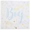 20 Serviettes en papier blanc, décor au centre le mot BOY coloris ciel avec des petits cœurs coloris or
