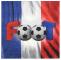 20 Serviettes en papier fond drapeau tricolore Français avec inscrit foot le F en rouge les O forme ballon de foot noir et blan et le T en bleu