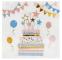 20 Serviettes en papier anniversaire, fond blanc avec un décor multicolore de guirlandes, ballons et gâteau d'anniveraire.