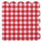 20 Serviettes bords festonnés décor vichy rouge