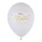 8 Ballons en latex blanc avec l'inscription Vive la Retraite en coloris or métallisé