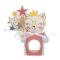 6 Boites à dragées ou bonbons représentant une chatte avec des lunettes et une couronne or, un bouquet d'étoiles multicolores.