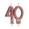 Une bougie d'anniversaire 40 ans coloris  rose gold formant le chiffre 40 à piquer sur le gâteau.