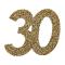 6 Grands confettis anniversaire de 5 cm x 5cm en carton pailleté or représentant le chiffre 30 pour une décoration de table anniversaire 30 ans