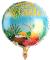 Grand ballon retraite D. 45 cm, décor des îles mer, feuillages exotiques, cocktails