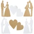 18 Confettis bois couple de mariés et cœurs enlacés Just Married