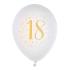 Ballon anniversaire 18 ans blanc et or métallisé x 8