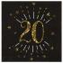 10 Serviettes anniversaire 20 ans noir et or métallisé